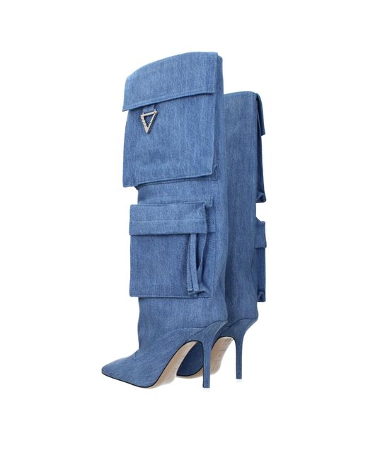 The Attico Blue Denim High Heel Boots