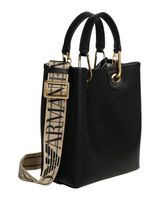 Emporio Armani Black Vertical Shopping Bag With Logo