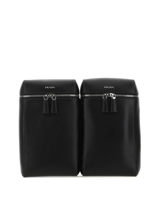 Prada Black Leather Backpack for men