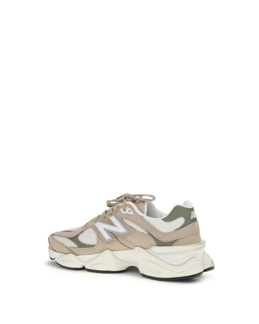 New Balance White Sneakers 9060-Dark Olivine/Dark Upper: Polyamide Trainers