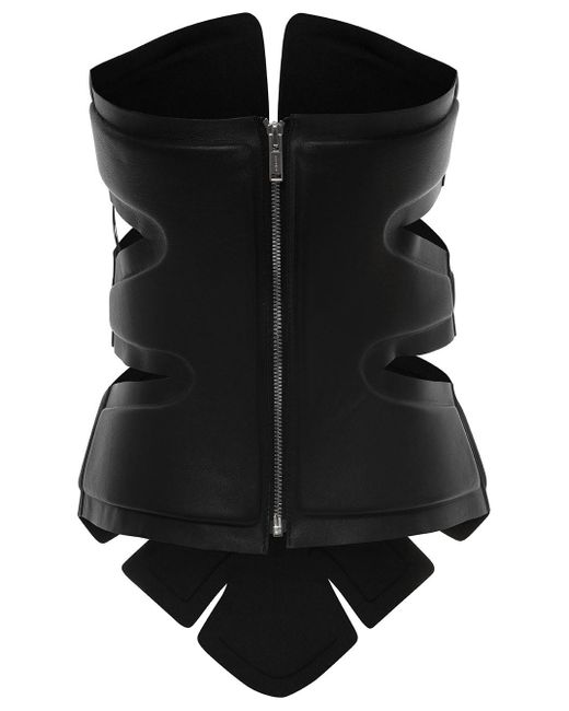 Dion Lee Black Padded Leaf Corset In Calf Leather Woman