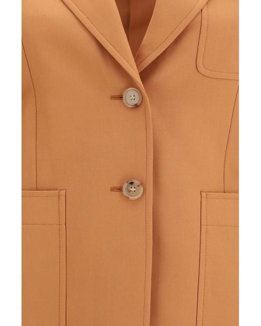 Chloé Brown Blazer Straight-Cut Wool Merino Jacket