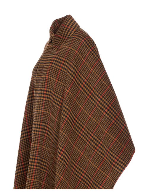 Saint Laurent Brown Plaid Cape