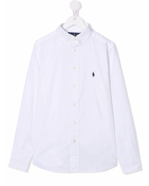 Polo Ralph Lauren White Long Sleeve Shirt With Logo Embroidery Cotton for men