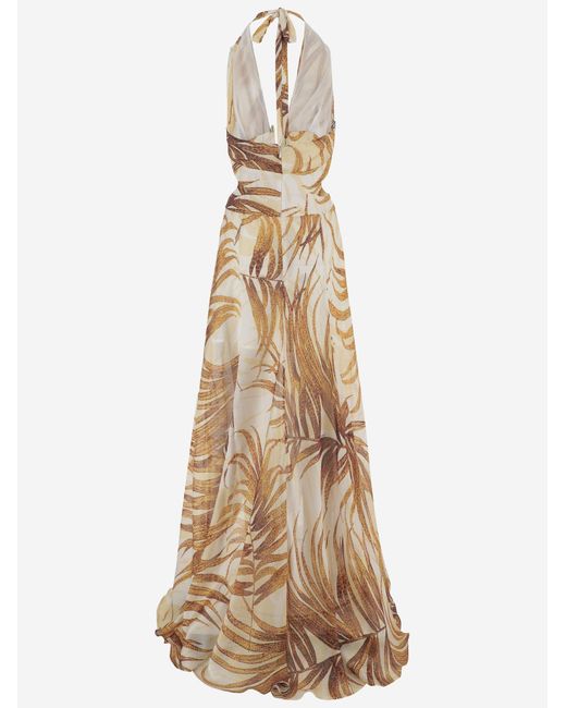 Just Cavalli Natural Tropical Print Long Dress Polyester
