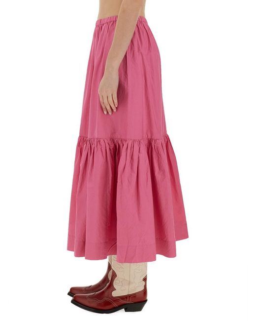Ganni Pink Midi Skirt