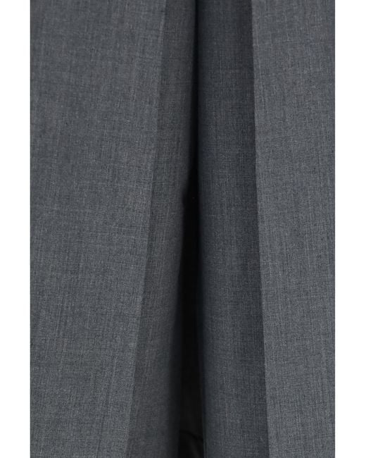 Thelatest Gray Tailored Pants With Draped Skirt Panel, Polyester Trousers