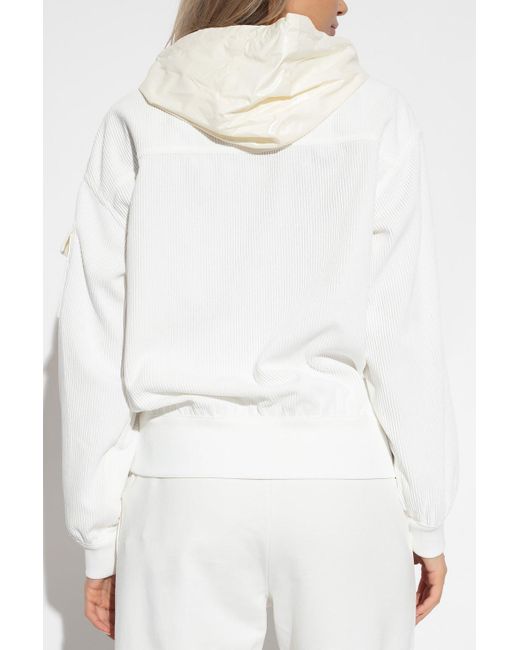 Moncler White Ribbed Hoodie