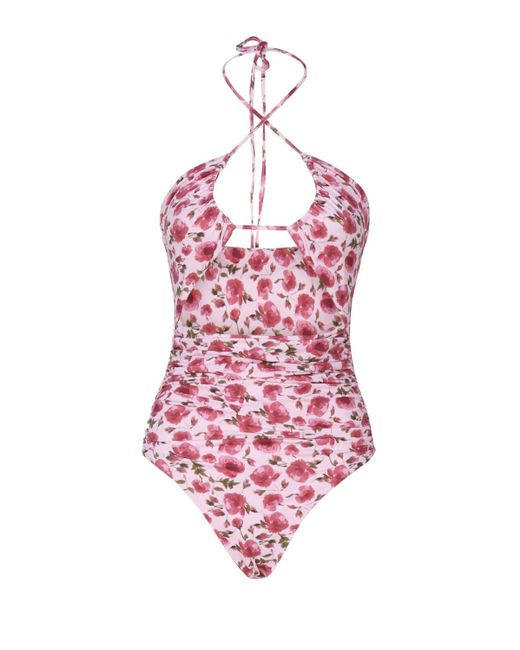 Magda Butrym Pink Criss Cross Swimsuit
