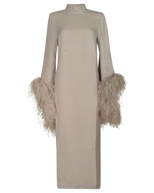 ‎Taller Marmo Natural Feathered Cuff Long Dress