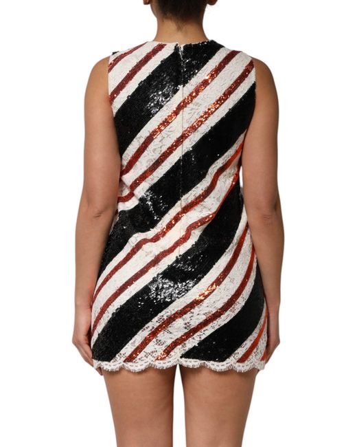 Dolce & Gabbana Black Multicolor Sequin Embellished Shift Dress