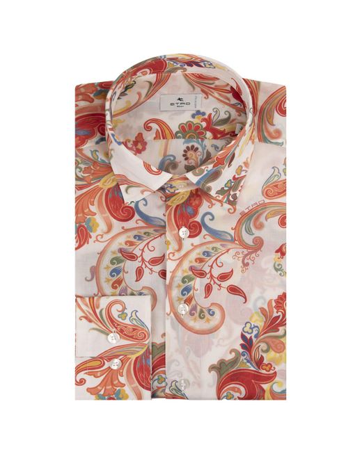 Etro Pink Multicolour Floral Paisley Shirt for men