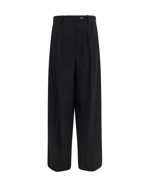 Gcds Black Wide-Leg Tailored Pants Viscose; Polyester