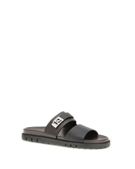 Ferragamo White Double-Strap Leather Sandals for men