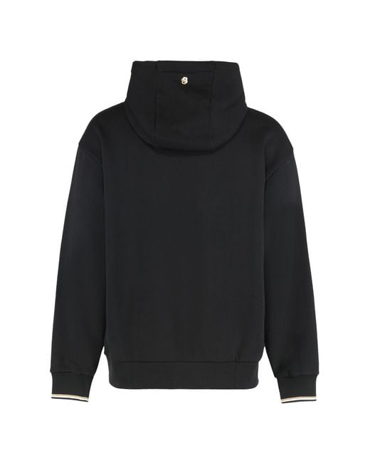 Boss Black Hooded Sweatshirt Terry Cotton Jumpers for men