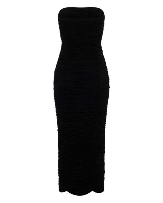 Magda Butrym Black Strapless Midi Dress, Cuprammonium Rayon