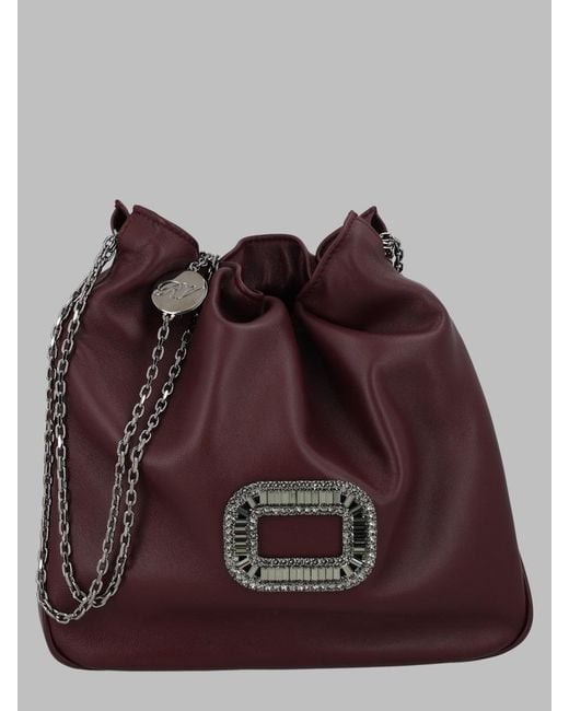 Roger Vivier Brown Mini Handbag Pilgrim Ovine Leather Handbags