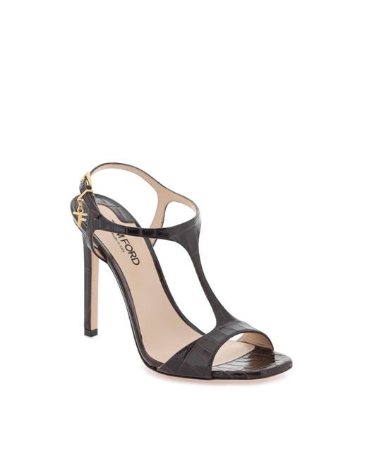 Tom Ford Brown Angelina Leather Sandals 105Mm