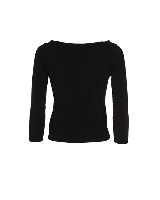 Roberto Collina Black Wide Neck Long-Sleeved Plain Sweater