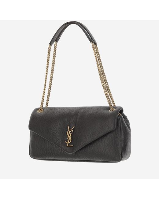Saint Laurent Black Calypso Medium Leather Bag Lambskin Shoulder