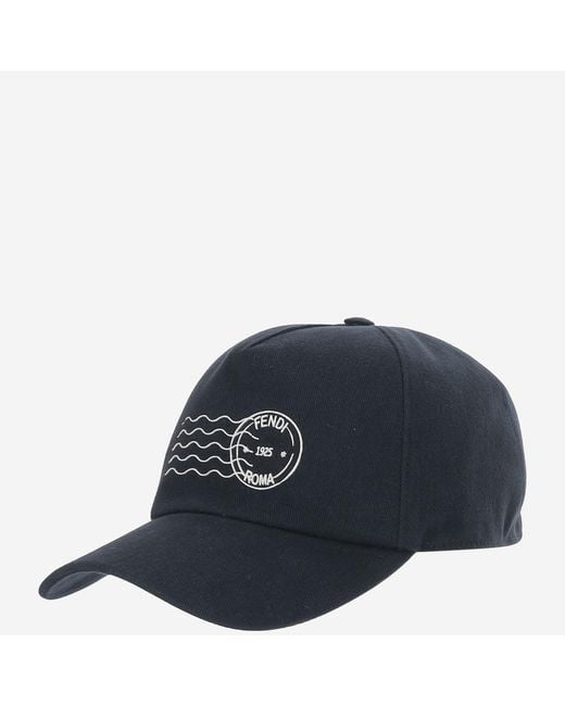 Fendi Blue Cotton Baseball Cap Cotton; Lining: Hat for men