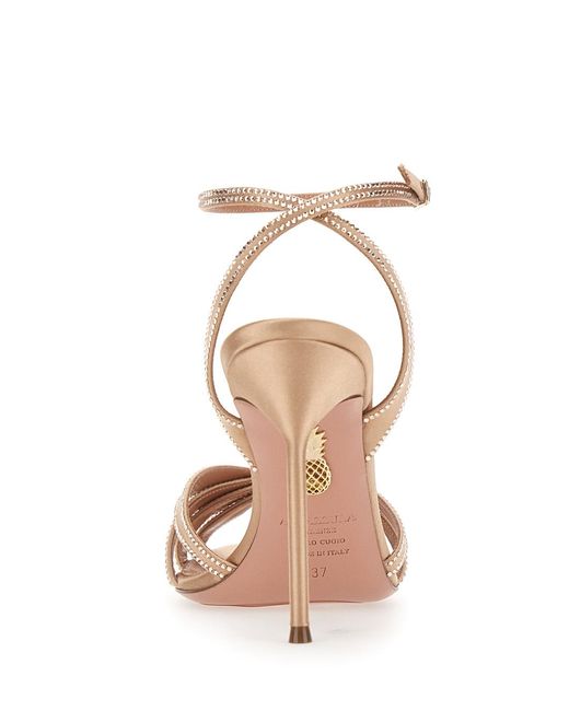 Aquazzura Natural Heeled Sandals Soul Mate Crystal Viscose