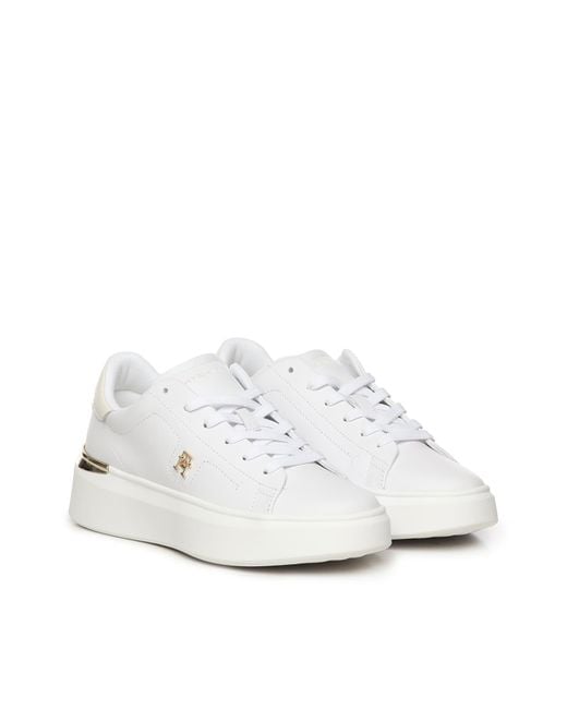 Tommy Hilfiger White Leather Sneakers With Monogram