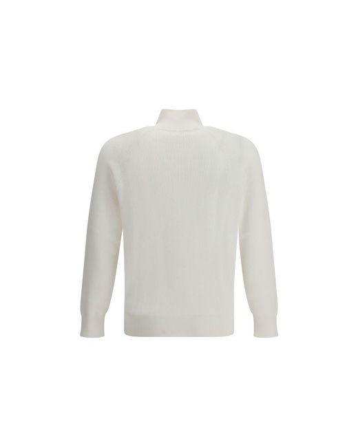Brunello Cucinelli White Cotton Sweatshirt for men