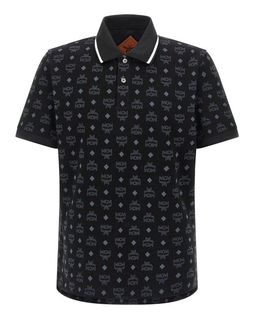 MCM Black Logo-Jacquard Polo Shirt for men