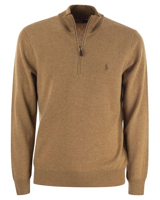 Polo Ralph Lauren Brown Wool Pullover With Half Zip for men