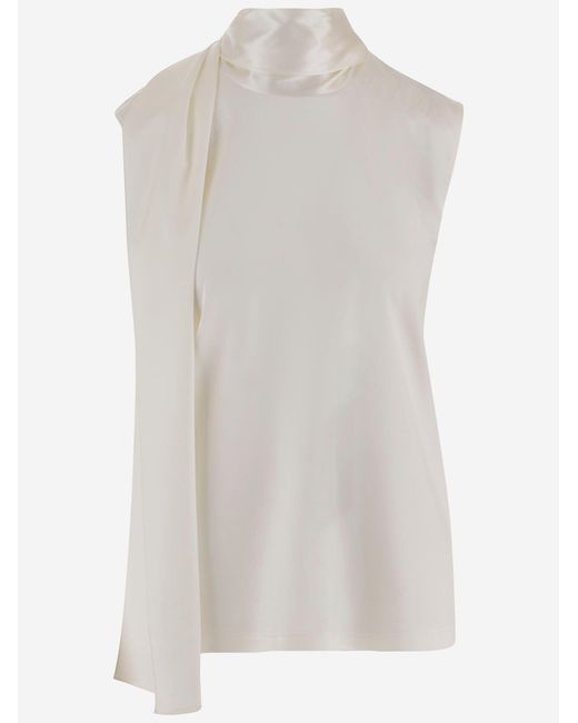 Bottega Veneta White Top Stretch Silk Satin Tops