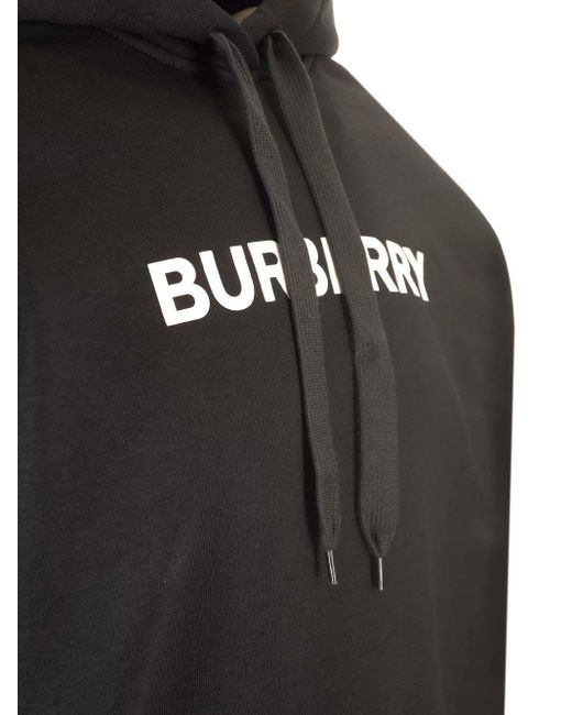 Burberry Black Cotton Hoodie With Logo for men