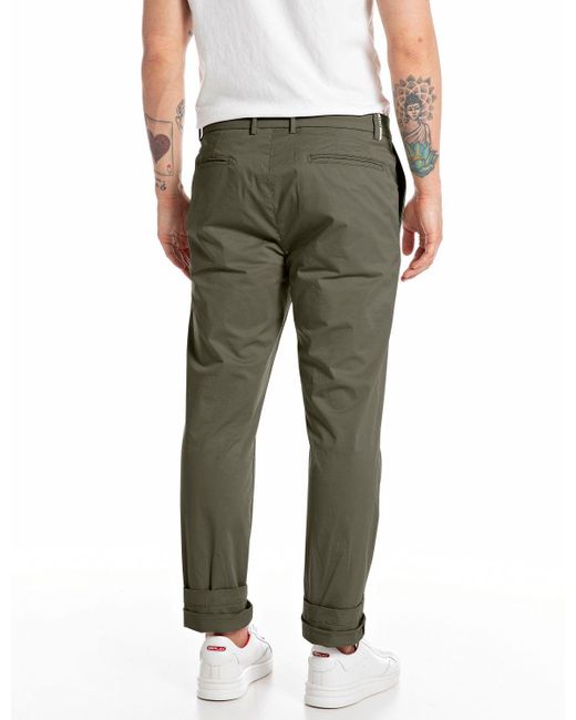 Replay Green Trousers for men