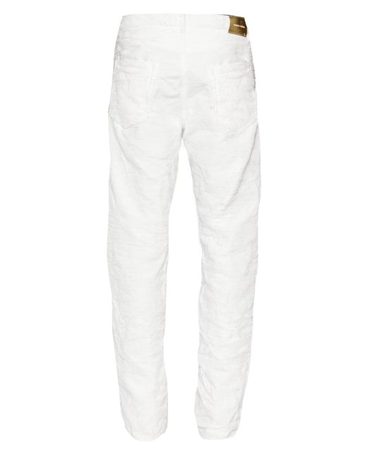 Purple Brand White P011 Distressed Straight Jeans for men