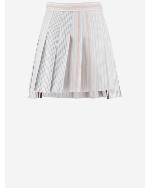 Thom Browne White Cotton Pleated Skirt