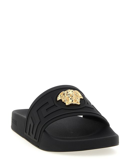 Versace Black 'La Medusa' Slides for men