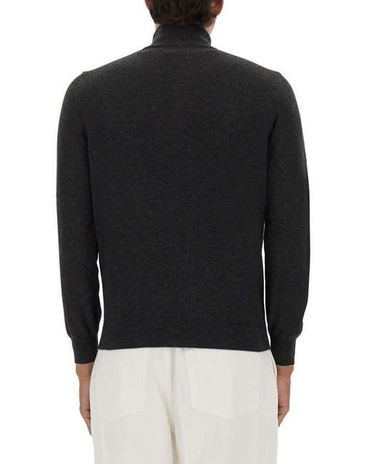 Brunello Cucinelli Black Cashmere Turtleneck Sweater for men