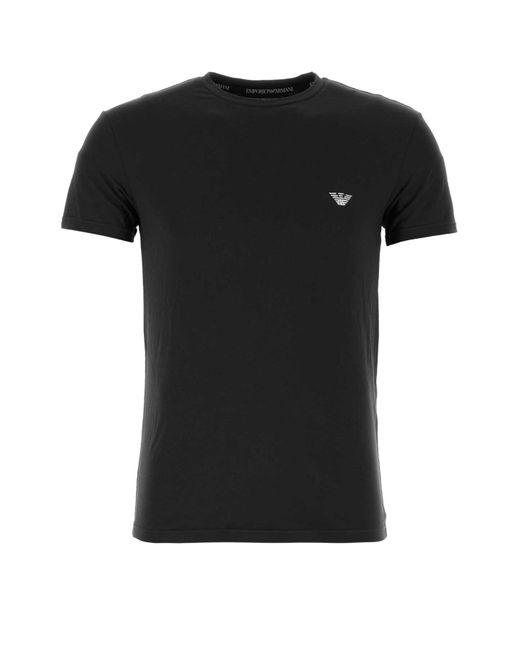 Emporio Armani Black Stretch Cotton T-shirt for men