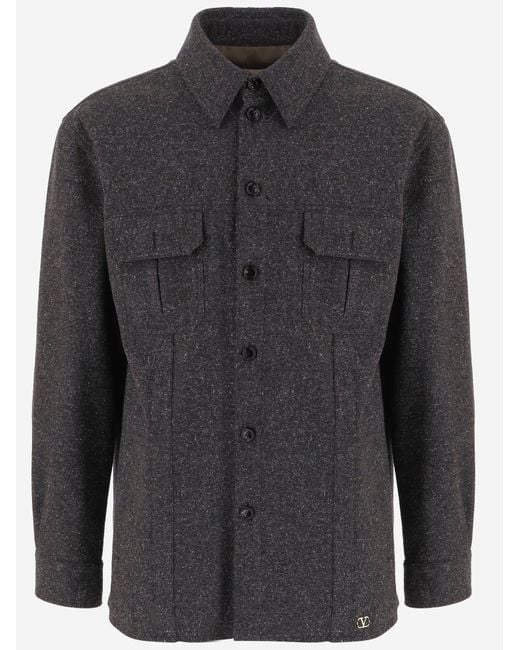 Valentino Gray Jacket Wool-Blend for men