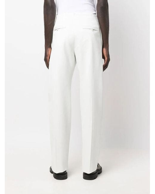 Ferragamo White High-Waisted Straight-Leg Trousers for men