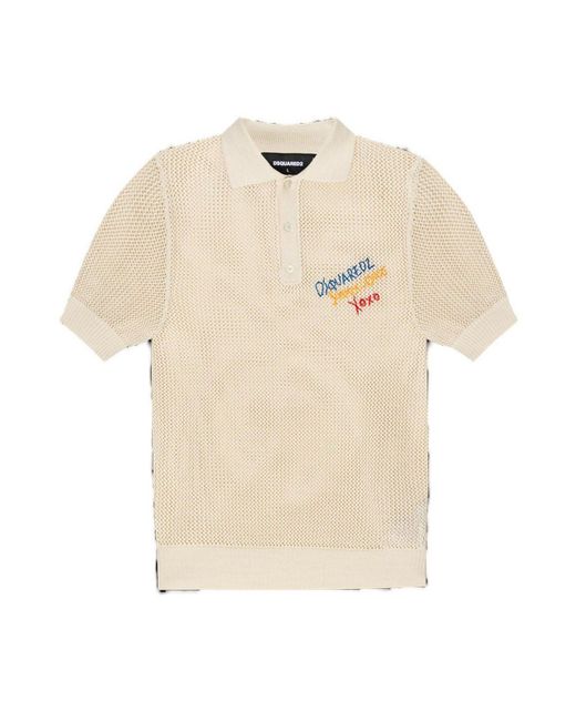 DSquared² Natural Summer Lovers Knitted Polo Shirt for men