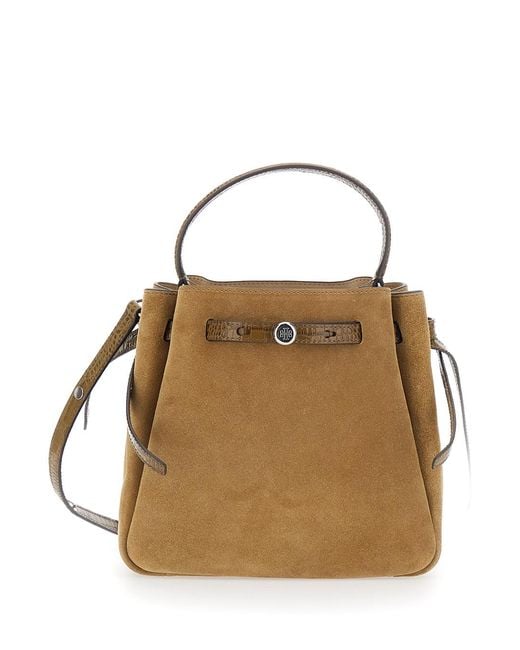 Tory Burch Brown Bucket Bag Romy Leather Calf Handbags