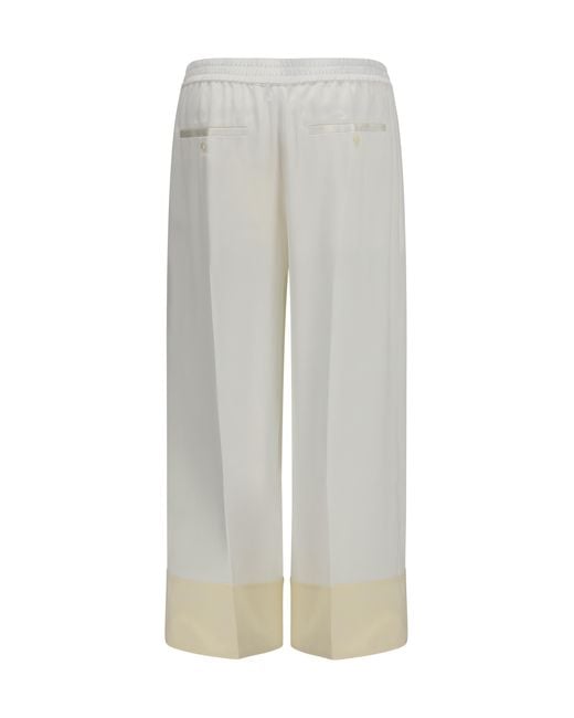 Totême White Pants Satin Drawstring Viscose Trousers
