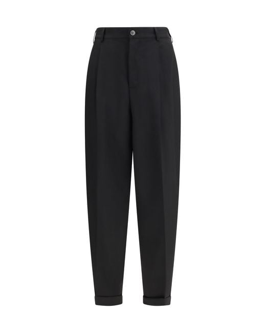 Marni Black Pleated Pants With An Elasticated Waistband Fleece Wool for men