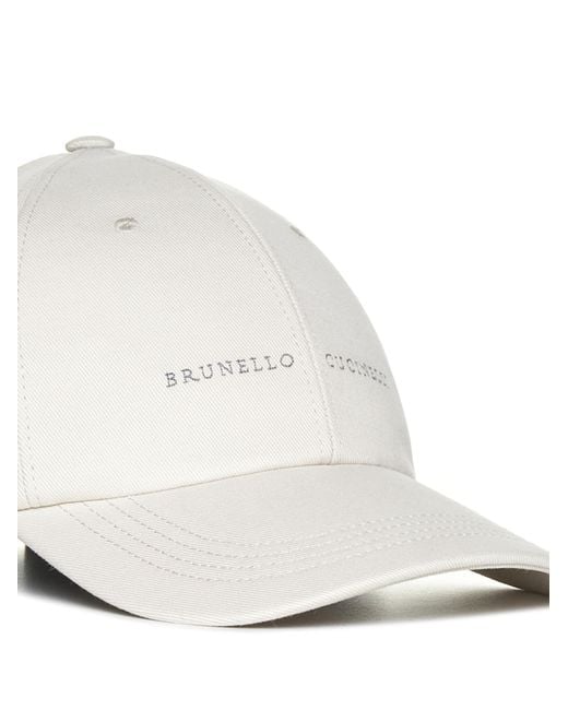 Brunello Cucinelli White Wool Baseball Hat for men