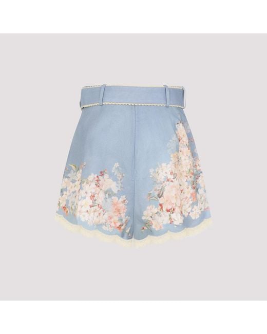 Zimmermann Blue Cascadian Tuck Shorts