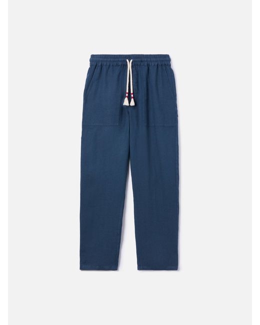 Mc2 Saint Barth Blue Calais Linen Pants