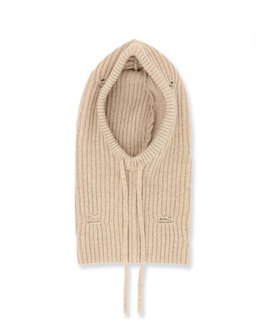 MM6 by Maison Martin Margiela Natural Wool Blend Balaclava With Distressed Effect