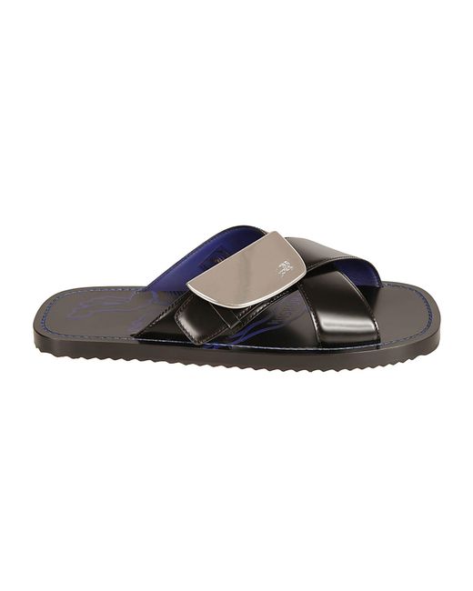 Burberry Black Stripe Shield Sandals for men