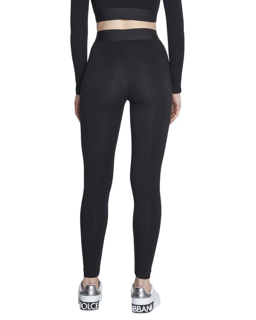 Dolce Gabbana Logo Cotton leggings in Black Lyst